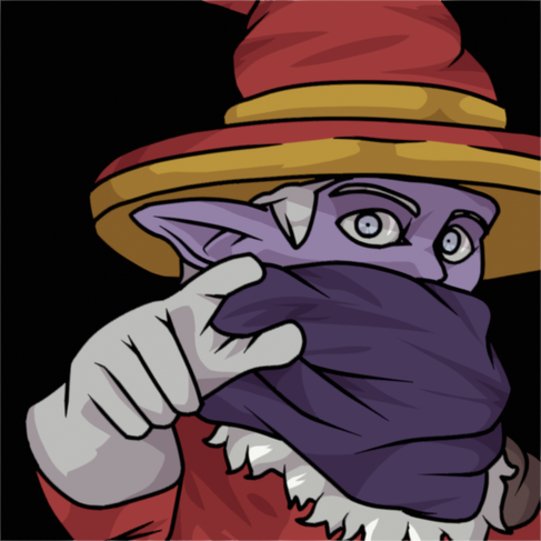 Deep Gnome with a large scarf, big red hat, white hair and piercing pale blue eyes. He is pointing at the camera and is probably going to cast Ray of Frost at you to reduce your movement speed by 10ft.